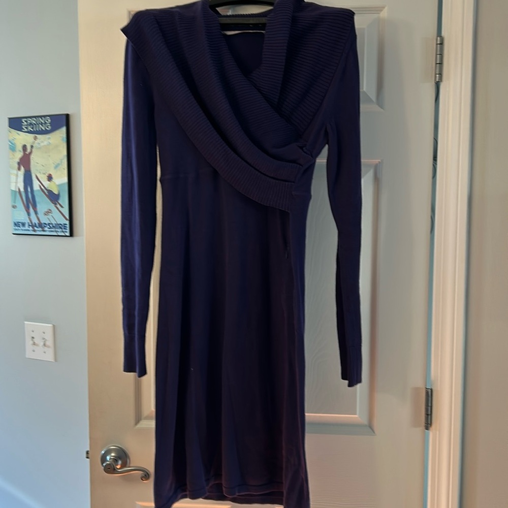 Athleta  purple Wool/cotton Cowl neck sweater dress size S